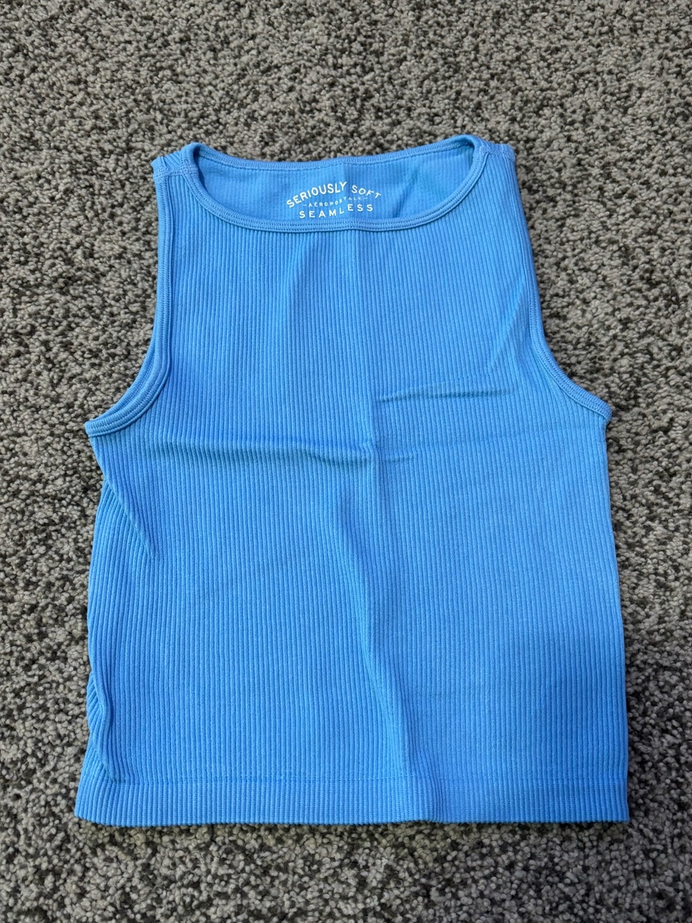 Aeropostale Blue Ribbed Seamless Crop Tank